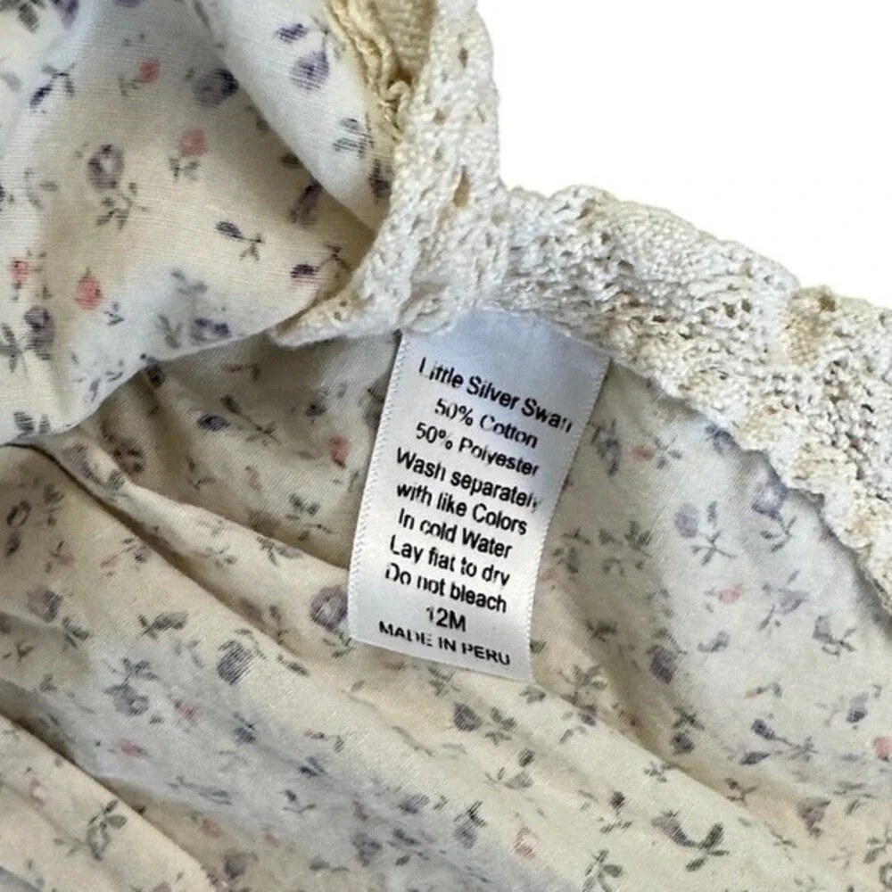 Little Silver Swan Baby Girls‎ Floral Lace Trim Dress Size 12 Months